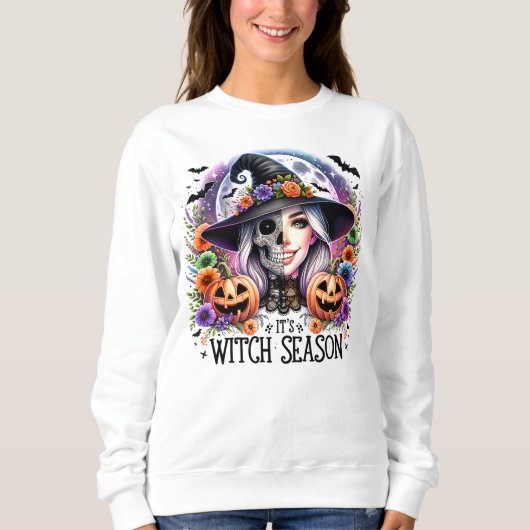 Es ist Hexensaison Halloween-Sweatshirt Sweatshirt (Vorderseite)
