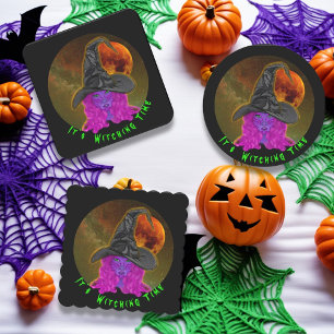 Es ist Hexenzeit Halloween Hexe Rechteckiger Pappuntersetzer