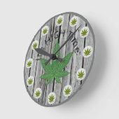 Es ist High Time Weed Leaf Rustikal Holz Custom Runde Wanduhr (Winkel)