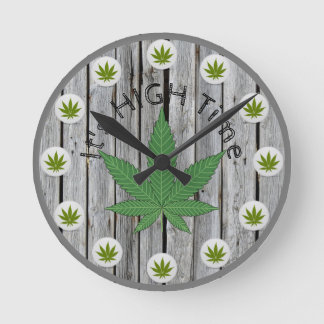 Es ist High Time Weed Leaf Rustikal Holz Custom Runde Wanduhr