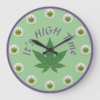 Es ist höchste Zeit Unkraut Leaf grüne Lila Angewo Große Wanduhr