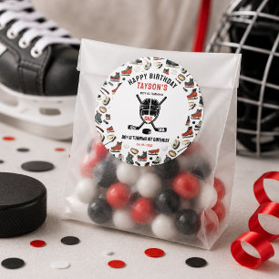Es ist Hockey-Geburtstagsfeier zum 1. Geburtstag Runder Aufkleber
