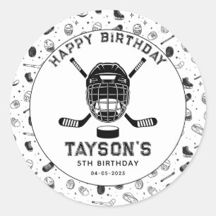 Es ist Hockey-Zeit zum 5. Geburtstag Runder Aufkleber
