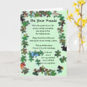 Es ist Ihr Puzzlespiel! Karte mit Stücken (Gelbe Blume)