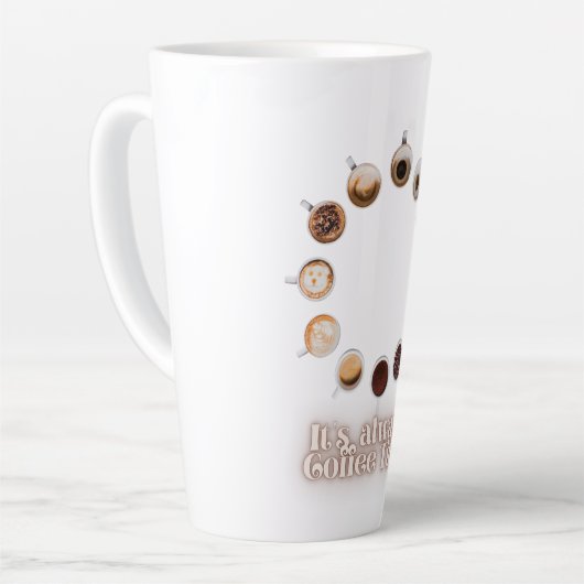 Es ist immer Coffee Time Clock Design - Funny Coff Milchtasse (Linke Ecke)