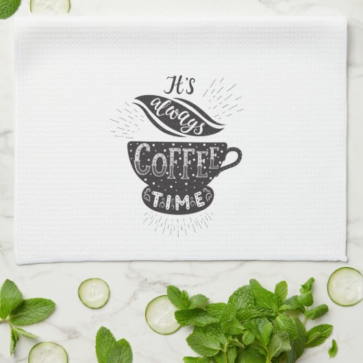 Es ist immer Kaffeezeit Geschirrtuch (Gefaltet)