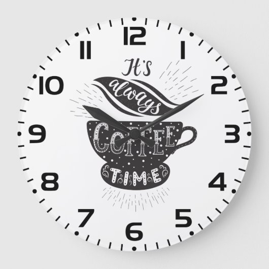 Es ist immer Kaffeezeit Große Wanduhr (Vorderseite)