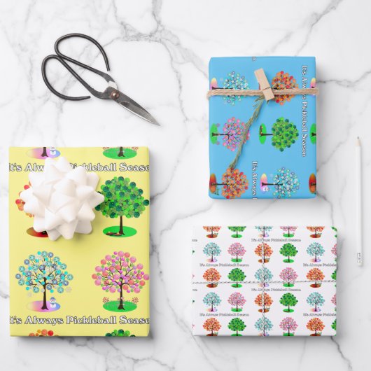 Es ist immer Pickleball Saison - Vier Jahreszeiten Geschenkpapier Set (Vorderseite)