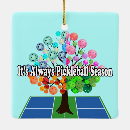 Es ist immer Pickleball Saison - Vier Jahreszeiten Keramikornament (Rückseite)