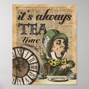 "Es ist immer Teestunde" Verrückter Hatter Wörterb Poster
