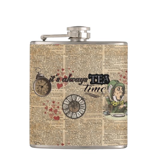 "Es ist immer Teezeit" wütende Flachmann (Vorderseite)