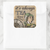 "Es ist immer Teezeit" wütende Quadratischer Aufkleber (Tasche)