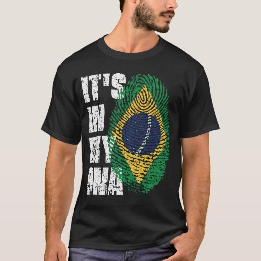 ES IST IN MEINER DNA Brasilien Flaggen Jungs Mädch T-Shirt (Vorderseite)