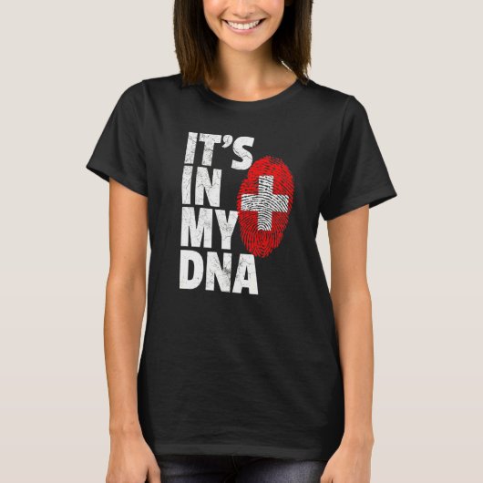 Es ist in meiner Dna Schweiz Fahne Männer Frauen T-Shirt (Vorderseite)