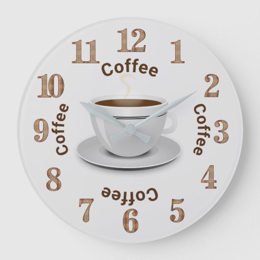 Es ist Kaffee O'Clock, Kaffee Cup und Text Große Wanduhr (Vorderseite)