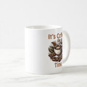 Es ist Kaffeezeit – Gemütliche Kaffeebohnen Kaffeetasse (VorderseiteRechts)