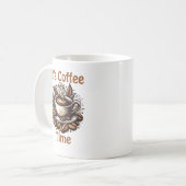 Es ist Kaffeezeit – Gemütliche Kaffeebohnen Kaffeetasse (Vorderseite Links)