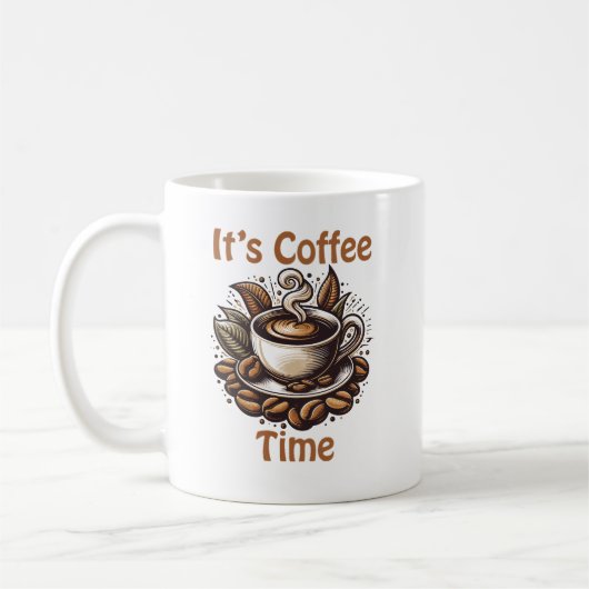 Es ist Kaffeezeit – Gemütliche Kaffeebohnen Kaffeetasse (Links)