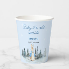 Es ist kalt außerhalb der Winter Rabbit Babydusche Pappbecher