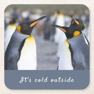 Es ist kalt außerhalb von King Penguin Foto mit Te Rechteckiger Pappuntersetzer