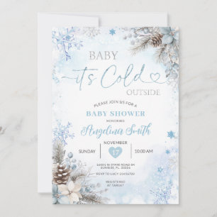 Es ist kalt draußen, blaue Winter-Baby-Party Einladung