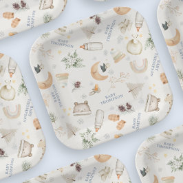 Es ist kalt draußen Blue Boy Winter Baby Dusche Pappteller