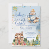 Es ist kalt draußen Blue Gingerbread Baby Dusche Einladung (Vorderseite)