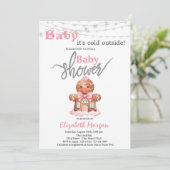 Es ist kalt draußen Gingerbread Girl Baby Dusche Einladung (Stehend Vorderseite)
