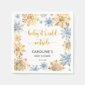 Es ist kalt draußen Golden Snowflakes Baby Serviette (Vorderseite)
