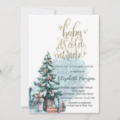 Es ist kalt draußen Kiefernbaum präsentiert Babydu Einladung (Vorderseite)