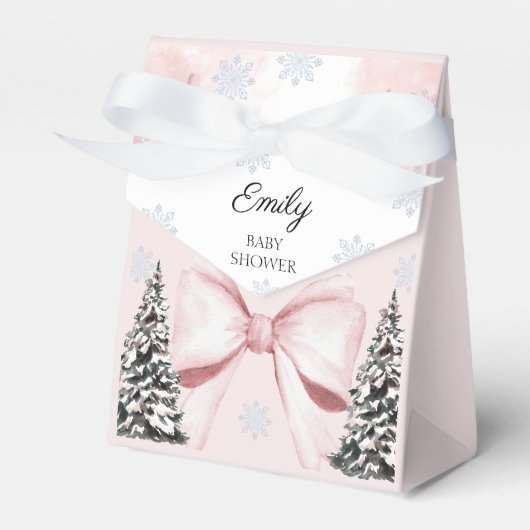 Es ist kalt draußen Pink Bow Baby Shower Geschenkschachtel (Vorderseite)