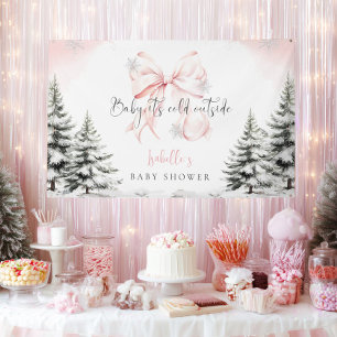 Es ist kalt draußen Pink Bow Baby Shower Party Banner