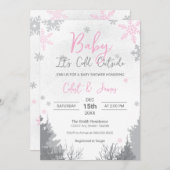 Es ist kalt draußen, rosa Babydusche Einladung (Vorne/Hinten)