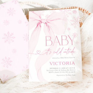 Es ist kalt draußen Rosa Schleife Mädchen Baby Sho Einladung