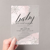 Es ist kalt draußen, rosa Watercolor Babydusche Acryleinladungen (Insitu (Handheld))