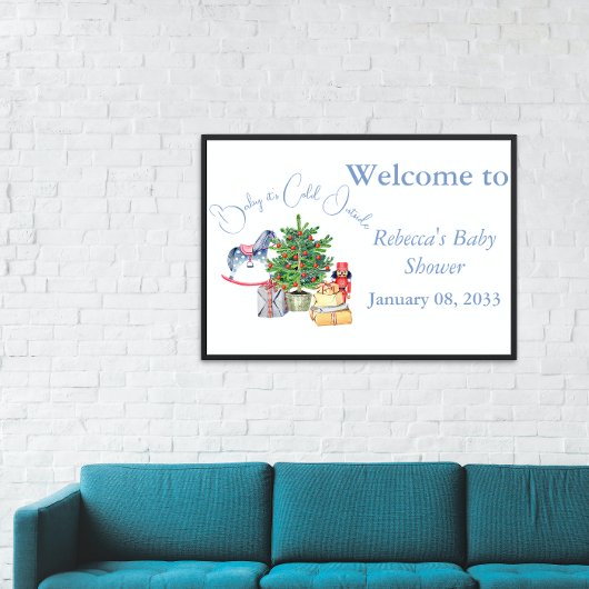 Es ist kalt draußen Weihnachtsbaum Blue Baby Dusch Banner