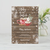 Es ist kalt draußen Winter rustikale Wood Baby Dus Einladung (Stehend Vorderseite)