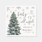 Es ist kalt draußen | Winter Tree Gray Baby Shower Serviette (Vorderseite)