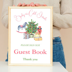 Es ist kalt im Freien Pink Girl Baby Shower Guest Poster