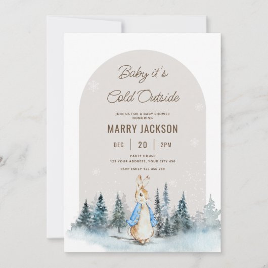 Es ist kalt vor der Baby-Dusche Peter Rabbit Arch Einladung (Vorderseite)
