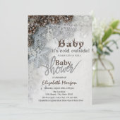 Es ist kalte Outside Pine Cones Snowflake Baby Dus Einladung (Stehend Vorderseite)