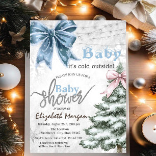 Es ist kalte Outside Pine Tree Bow Baby Dusche Einladung