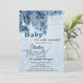 Es ist kalte Outside Pine Tree Branches Baby Dusch Einladung (Stehend Vorderseite)