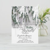 Es ist kalte Outside Pine Tree Snow Baby Dusche Einladung (Stehend Vorderseite)