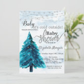 Es ist kalte Outside Pine Tree Winter Baby Dusche Einladung (Stehend Vorderseite)