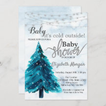 Es ist kalte Outside Pine Tree Winter Baby Dusche