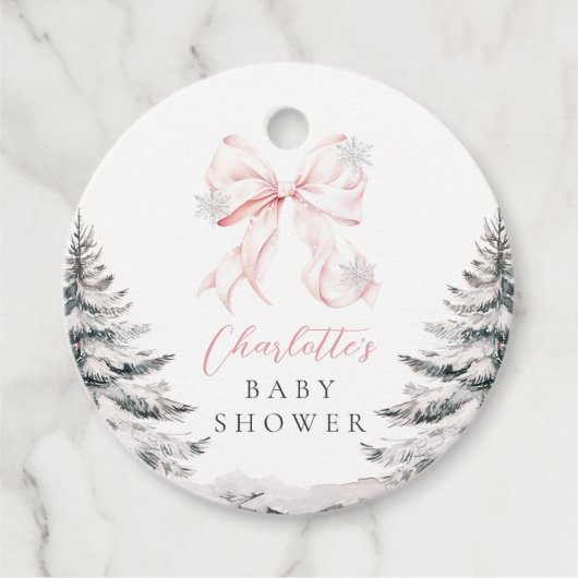 Es ist kalte Outside Pink Bow Baby Dusche Geschenkanhänger (Vorderseite)