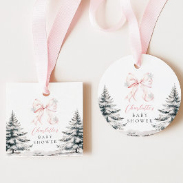 Es ist kalte Outside Pink Bow Baby Dusche Geschenkanhänger