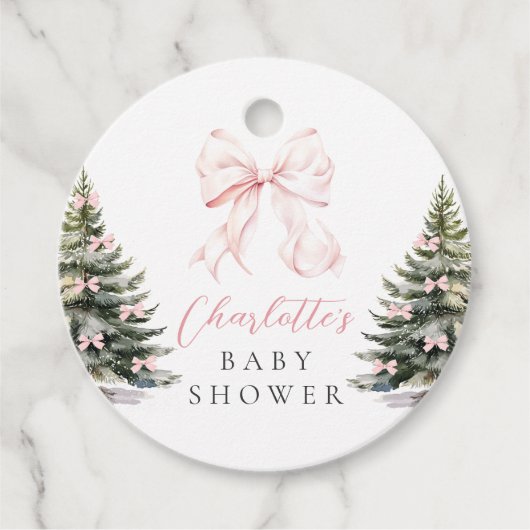 Es ist kalte Outside Pink Bow Baby Dusche Geschenkanhänger (Vorderseite)