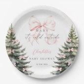 Es ist kalte Outside Pink Bow Baby Dusche Pappteller (Vorderseite)